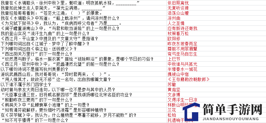 《墨魂》苏澈联诗答案大全